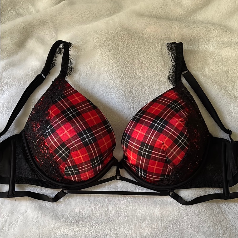 Victoria’s Secret Red and Black Tartan Underwire Bra